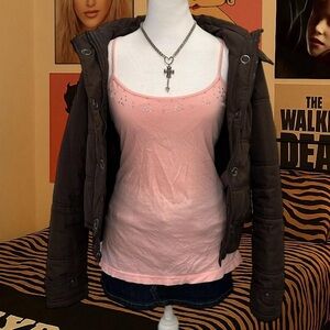 Self Esteem Light Pink Sequin Tank Fits Women's XS-Small ‎